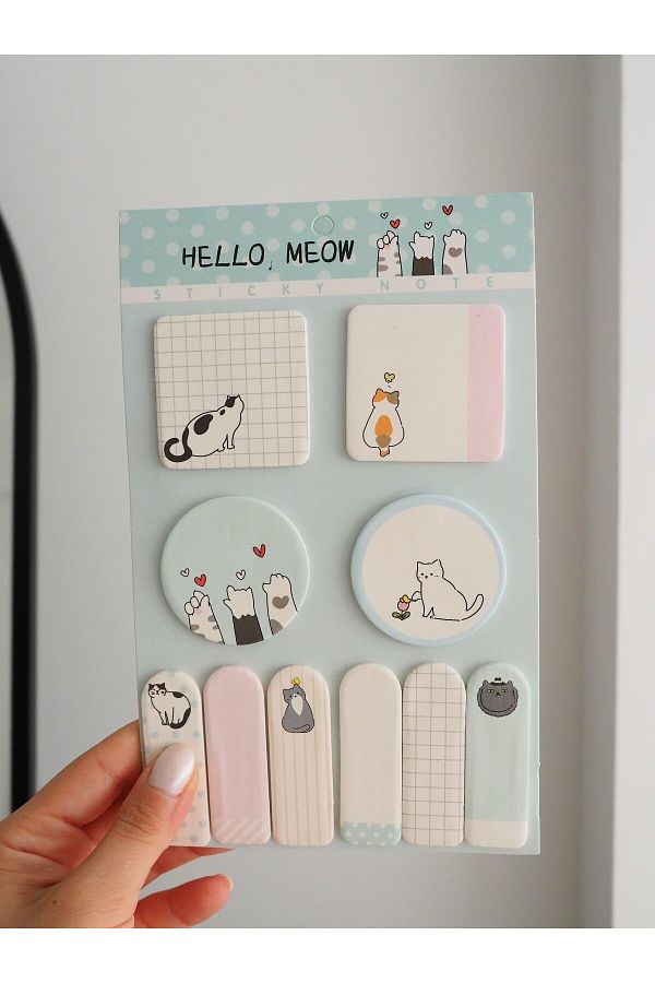 Planet Butik-Blue Cat Designed Post-it Set 1