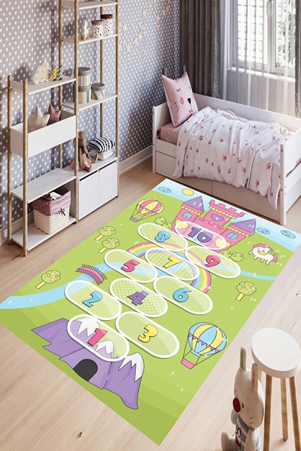 YTR HOME Makinede Yıkanabilir Kaymaz Taban Leke Tutmaz Eğitici Bebek Ve Çocuk Odası Halısı Oyun Matı