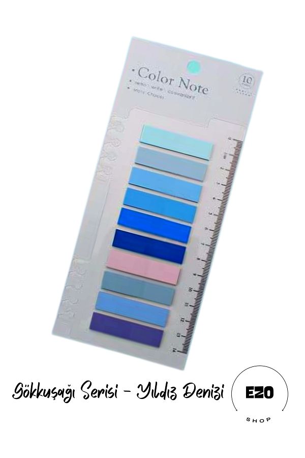 EZOSHOP-Post-it Sticky Notes Transparent Color Sticky Notepad Label Bookmarks 200 Sheets Star Sea 1