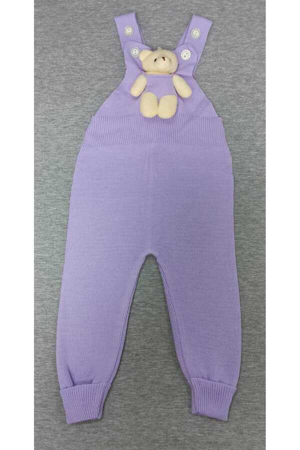 gogo bici Ayıcıklı Düğmeli Bebek Çocuk Triko Salopet lila