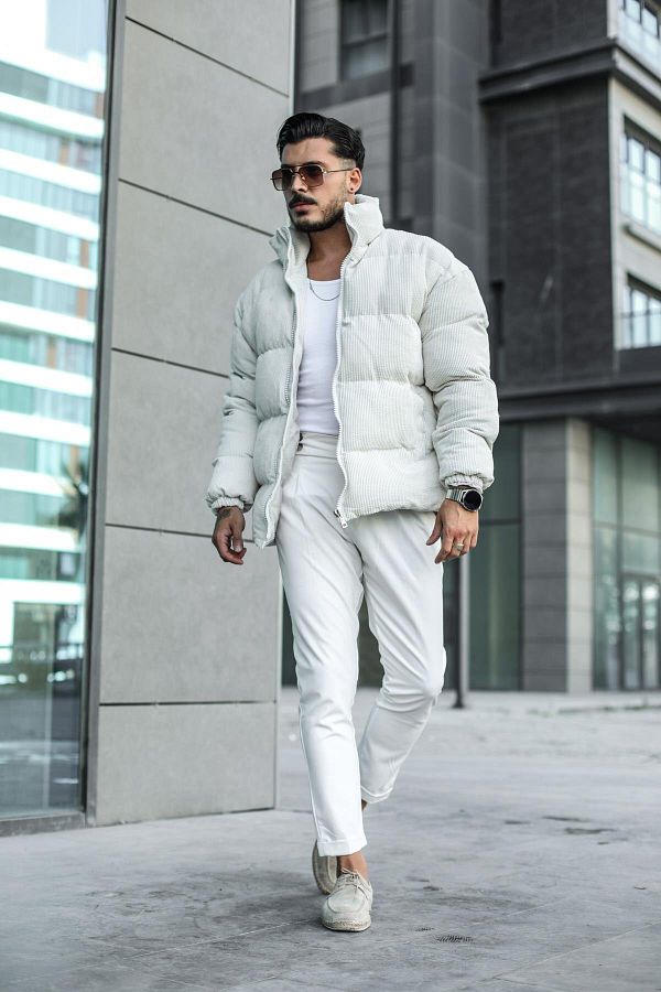 Grey corduroy puffer jacket outlet