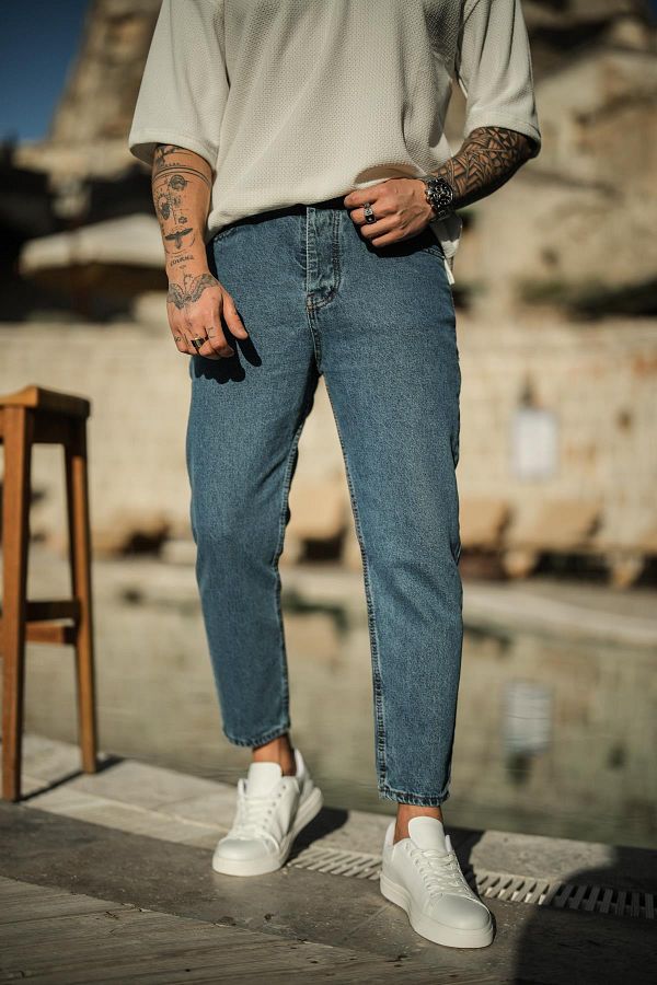 OUTF T MAN Men s St. Louis Mom Jean Dark Blue Trendyol