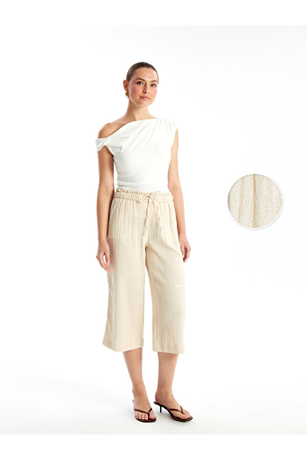 LC Waikiki Muslin Women's Capri Flat Cut with Elastic Waist