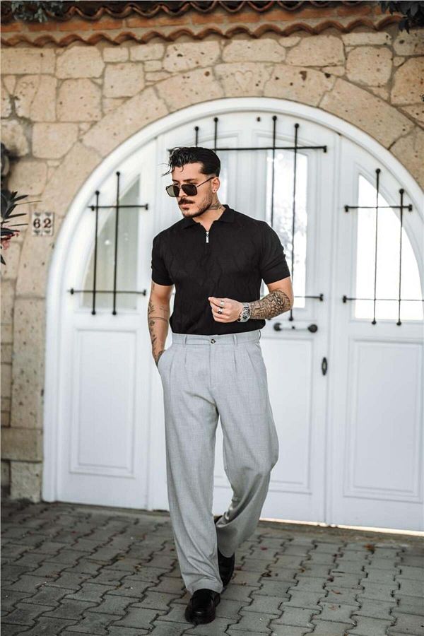 OUTF T MAN Gray Men s Pleated Baggy Pants Trendyol