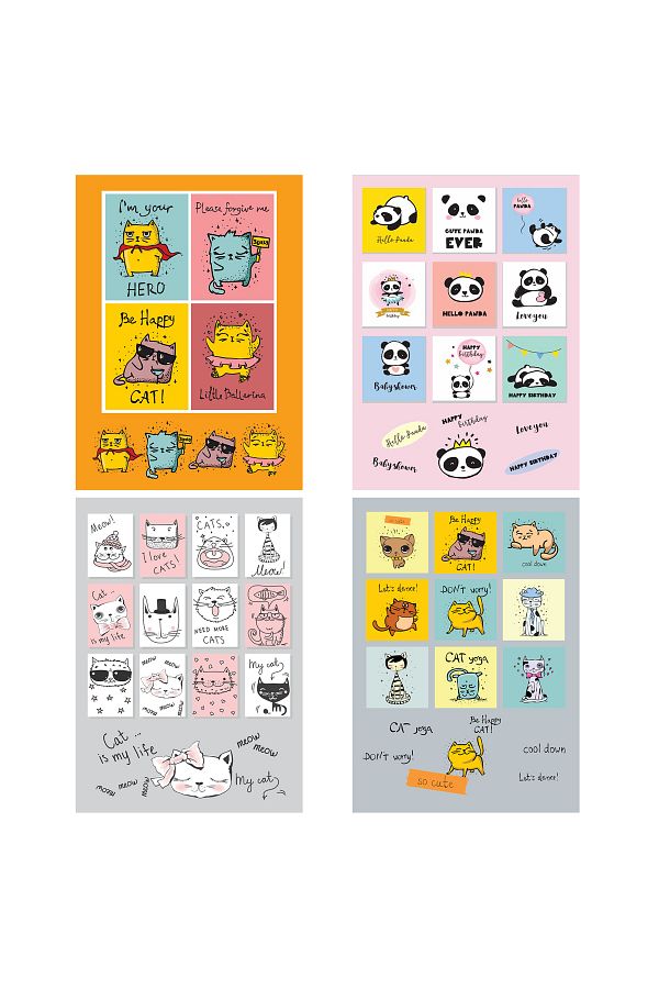 FLY COLOR-4 Pieces A4 Stitched 80 Sheets Shiny Patterned School Notebook Set 1