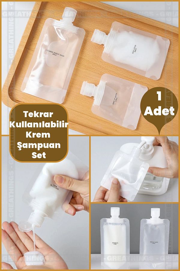 Greathings-Recipient pentru șampon cremă de 100 ml - reutilizabil, set de călătorie, recipient multifuncțional 1