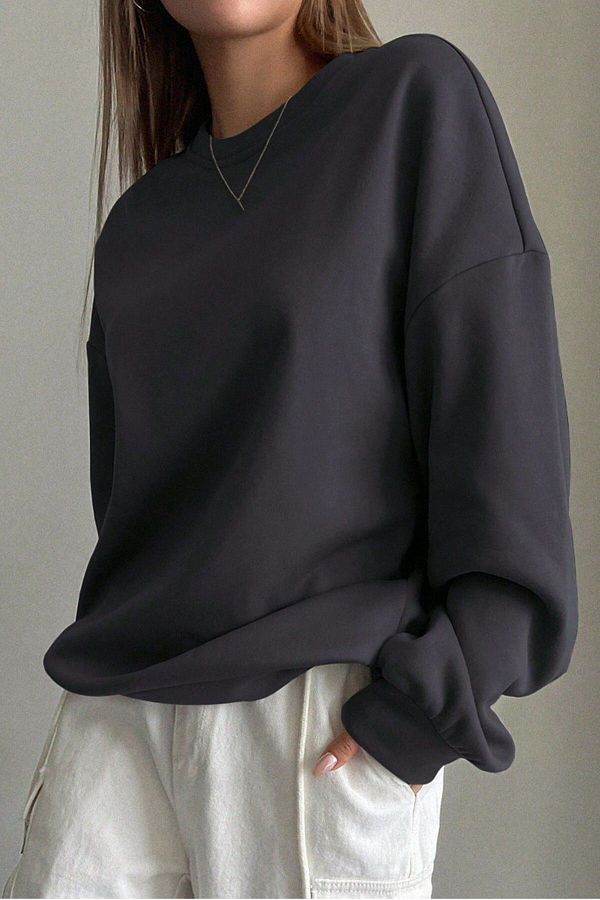 MODAGEN-Anthracite Unisex Oversize Crew Neck Sweatshirt 1