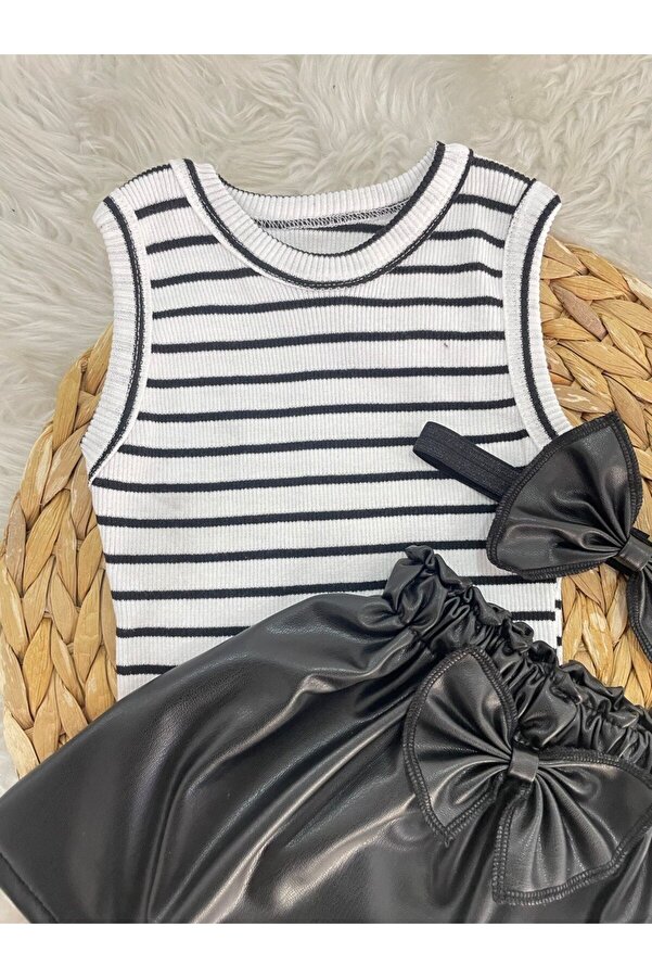 AKİF GİYİM KIZ ÇOCUK DERİ ETEK BLUZ TAKIMI