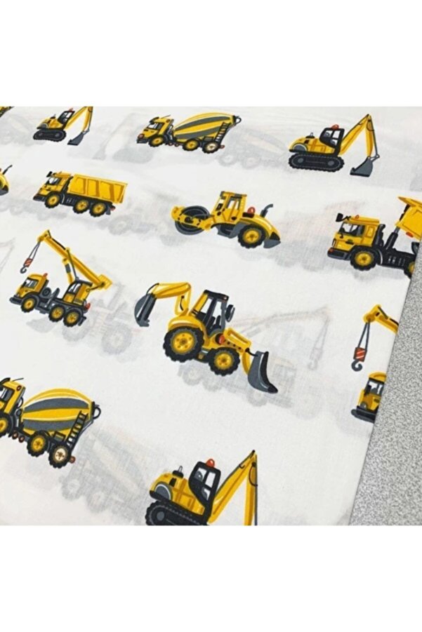 Bebek Özel Bir Metre %100 Pamuklu Poplin Kumaş Iş Makinası Kepçeli Desenli 240 cm Eninde (100X240 cm)