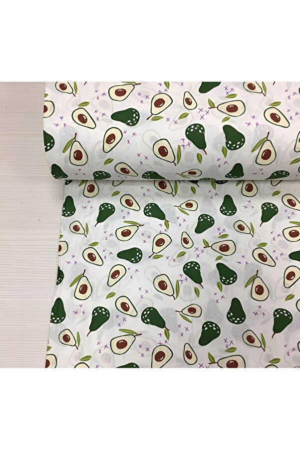 Bebek Özel Bir Metre %100 Pamuklu Poplin Kumaş Avokado Desenli 240 cm Eninde (100X240 cm)