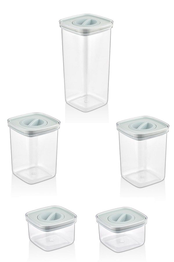 ORGANİZERS-Full Vacuum Locked Leak Proof Transparent Storage Container Set of 5 2*500ml-2*1100ml-1700ml 1