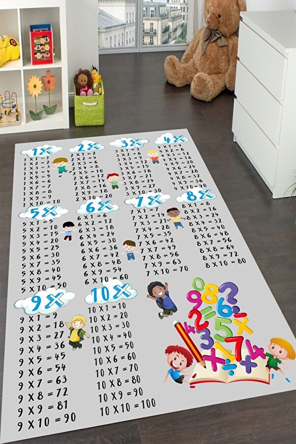 YTR HOME Makinede Yıkanabilir Kaymaz Taban Leke Tutmaz Eğitici Bebek Ve Çocuk Odası Halısı Oyun Matı