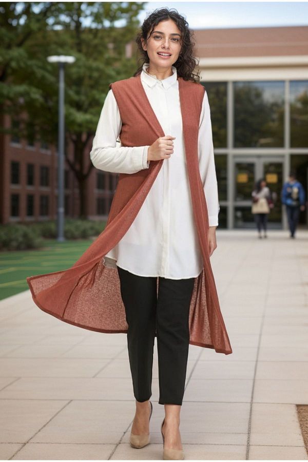 RESP RO Large Size Simple Long Vest Breathable Flowy Seasonal Women s Mother Vest Trendyol