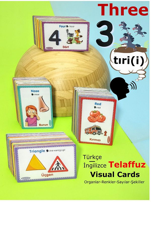 Schmülzer-Educational Activity Card with Turkish English Pronunciation for 1-10 Years - Organs, Colors, Shapes, Numbers 1