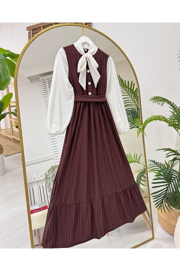 onix Brown Maral Dress Trendyol