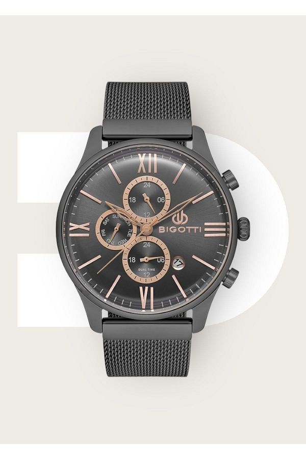 Bigotti-Original Functions Active 5 Atm Waterproof Mesh Cord Men's Wristwatch 1