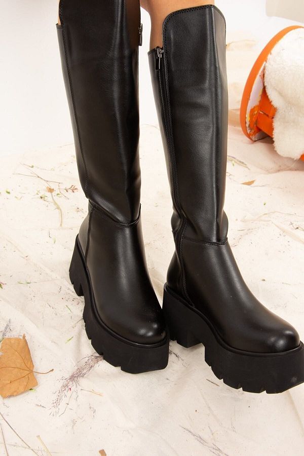Fox Shoes Schwarze Kunstlederstiefel für Damen J820060309