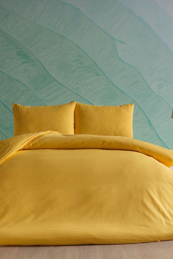 Doqu Home-Sofia Seersucker Bedding Set Yellow - Double 1