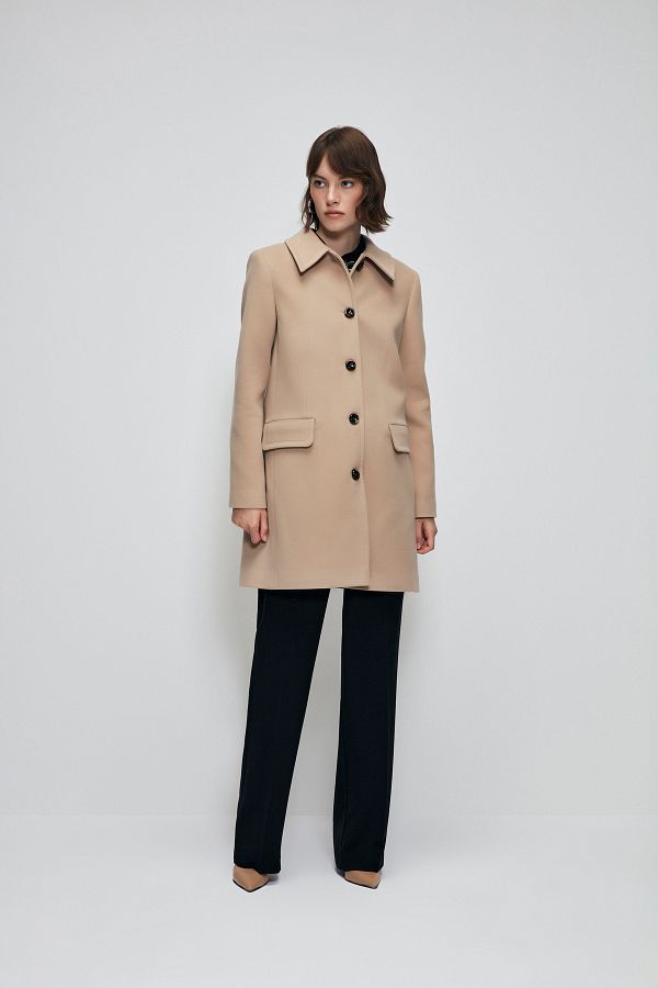 Love My Body Coat Beige Fitted Trendyol