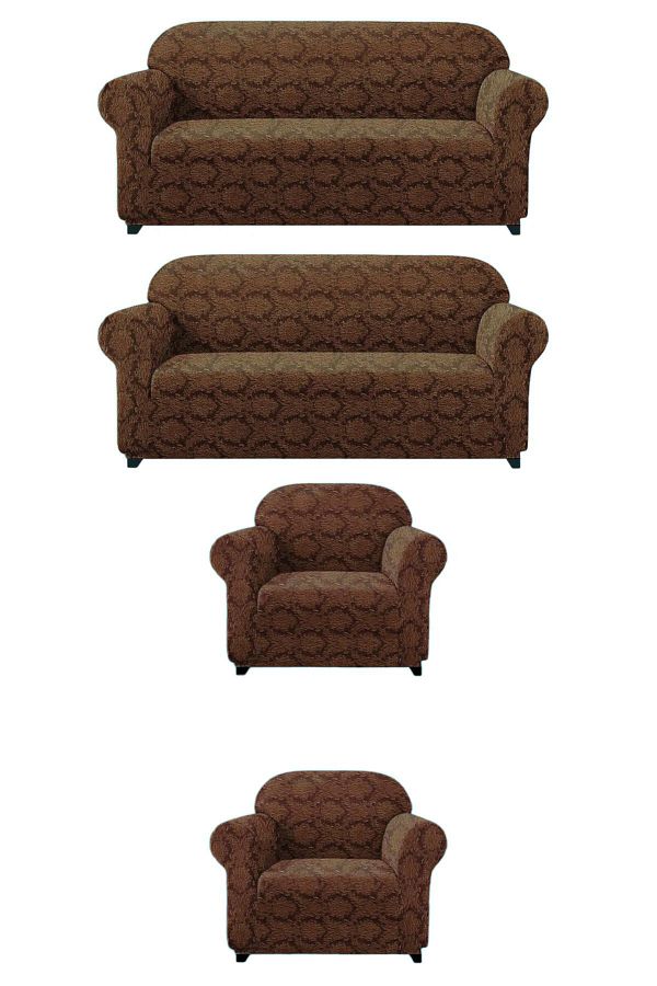 kanway-Jacquard 3+3+1+1 Armchair Set - Elastic and Flexible, Washable Ottoman Pattern 1
