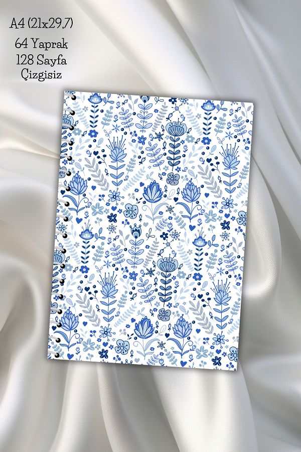 daily notebook-دفتر ملاحظات مدرسي غير مبطن بالزهور مقاس A4 - 64 ورقة (21x29,7 سم) 1