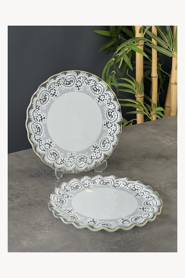 Doğudeko-6-Piece Marche Cake Set with Lace and Gold Detail 1