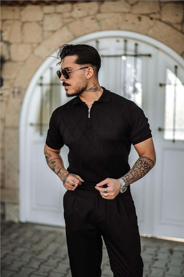 Black polo t shirt outfit store