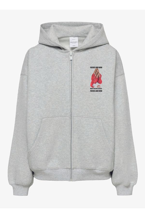 LAURELS-Unisex Oversize Hooded Sweatshirt - Focus And Win Zippered, Seasonal 1