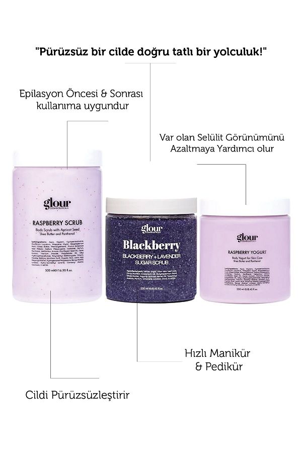 GLOUR-Revitalizing and Moisturizing Raspberry & Blackberry Peeling and Body Yogurt Set 1