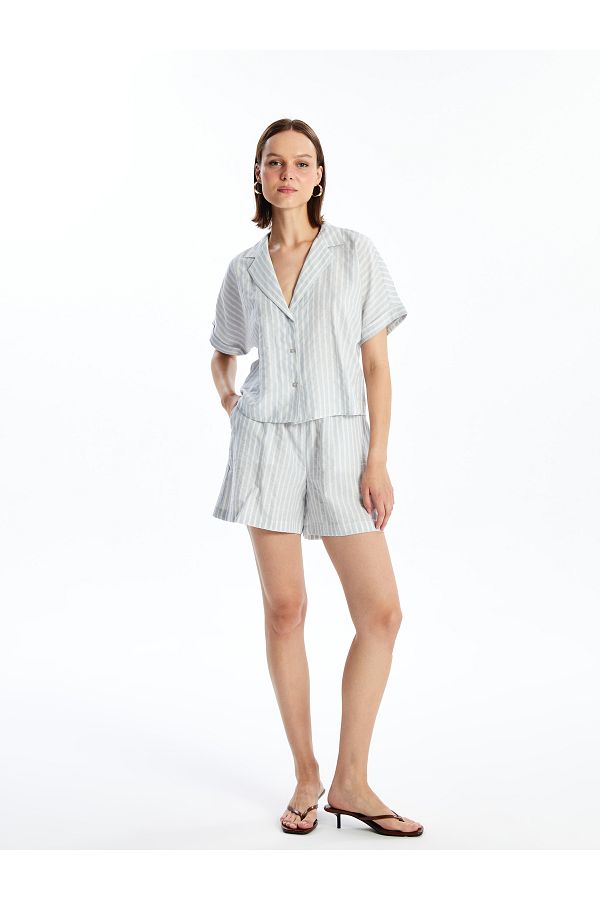 LC Waikiki-Gestreifte Damen-Shorts – elastischer Bund 1