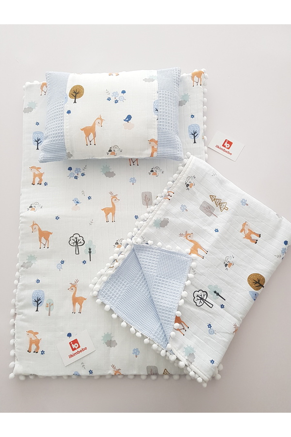 ib ilkimbebe %100 Pamuk Ceylan Desenli Pikeli Çift Taraflı 3’lü Alt Açma Seti | İlkim Bebe |