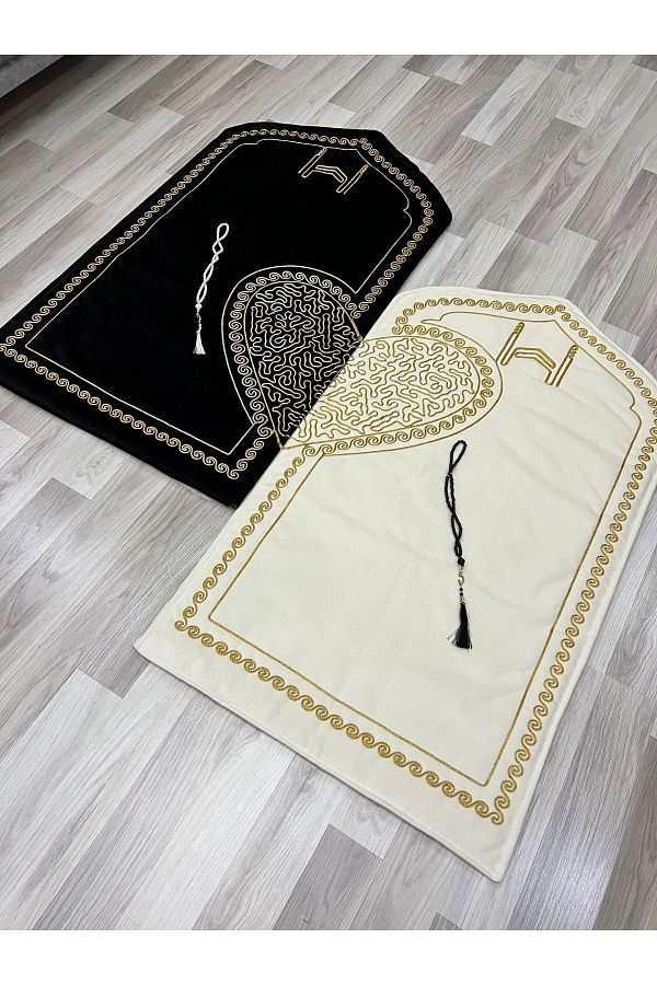 AYHANHOME-حزمة العروس والعريس - سجادة صلاة على شكل قلب، زوجين، سجادة صلاة للزوجين مع مسبحة صلاة، حامل مهر هدية 1