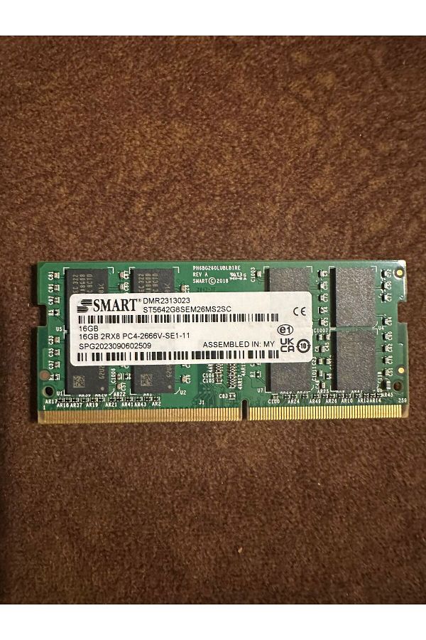 Smart-16GB 2RX8 Notebook RAM Memory - PC4-2666V-SE1-11 SPG 2023090602509 ST5642g8SEM26MS2SC 1