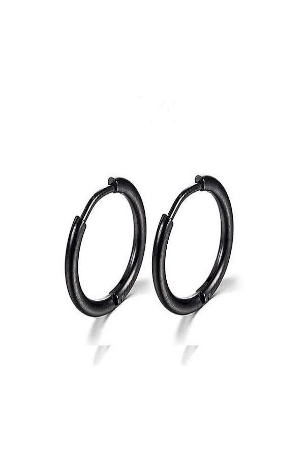 MAZEN-316l Stainless Tarnish Resistant Surgical Steel Unisex Hoop Earring Black Color 1