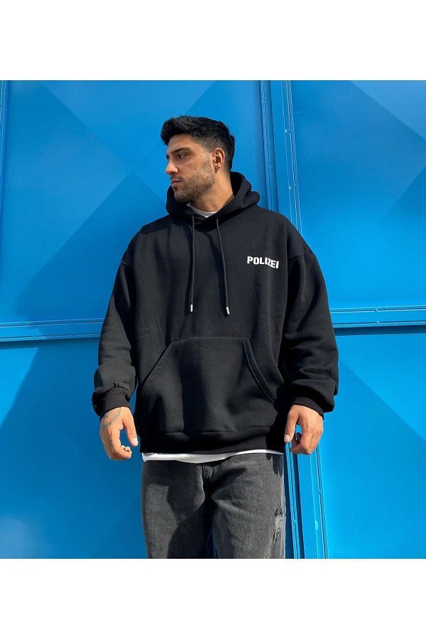 Black Sokak Men s Black Polizei Sweatshirt Trendyol