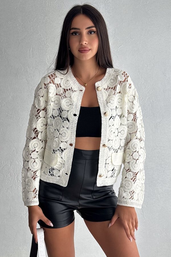 White lace jacket hot sale