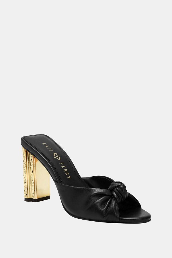 Katy Perry Fragment Knotted Black Gold Women s Heeled Shoes Trendyol