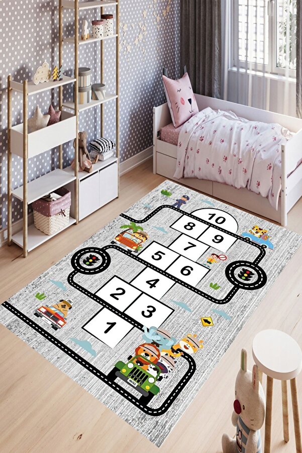 YTR HOME Makinede Yıkanabilir Kaymaz Taban Leke Tutmaz Eğitici Bebek Ve Çocuk Odası Halısı Oyun Matı
