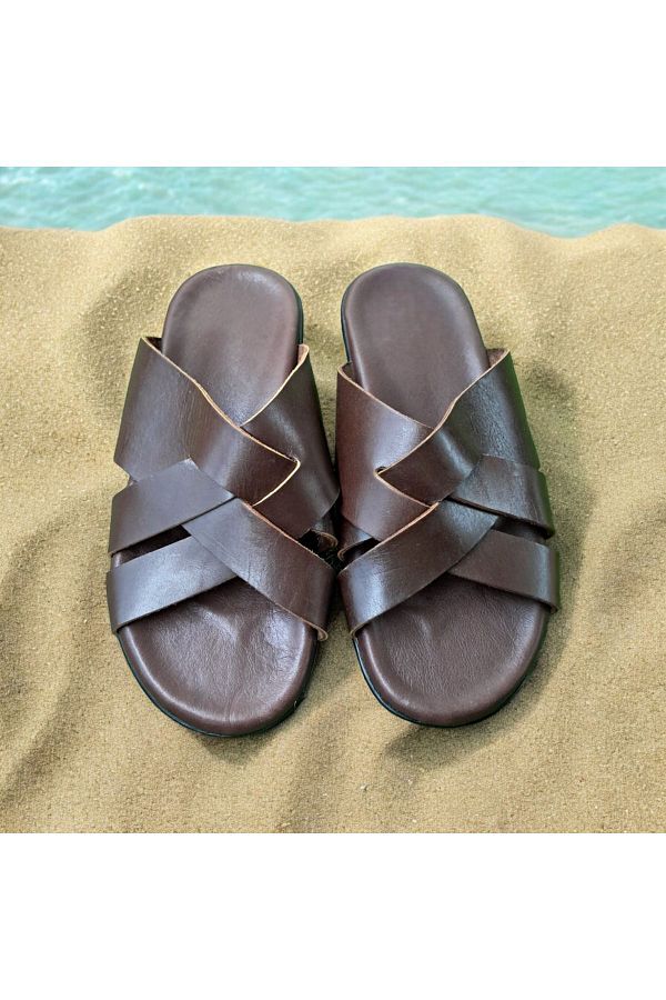 Stylish leather slippers deals
