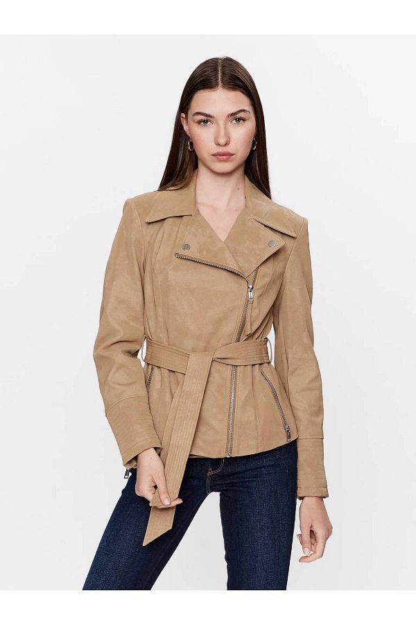 Guess beige leather jacket top