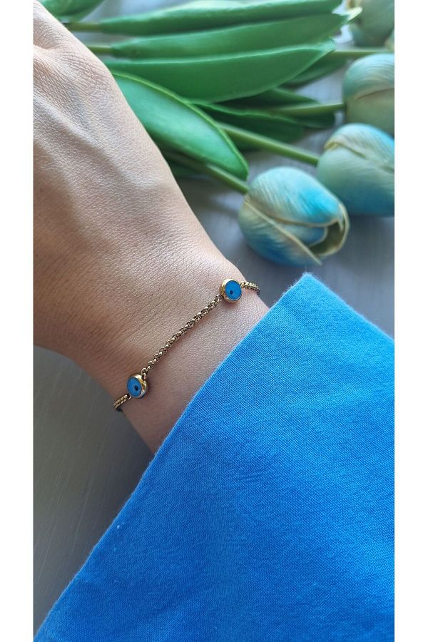 Stainless steel evil eye bracelet hotsell