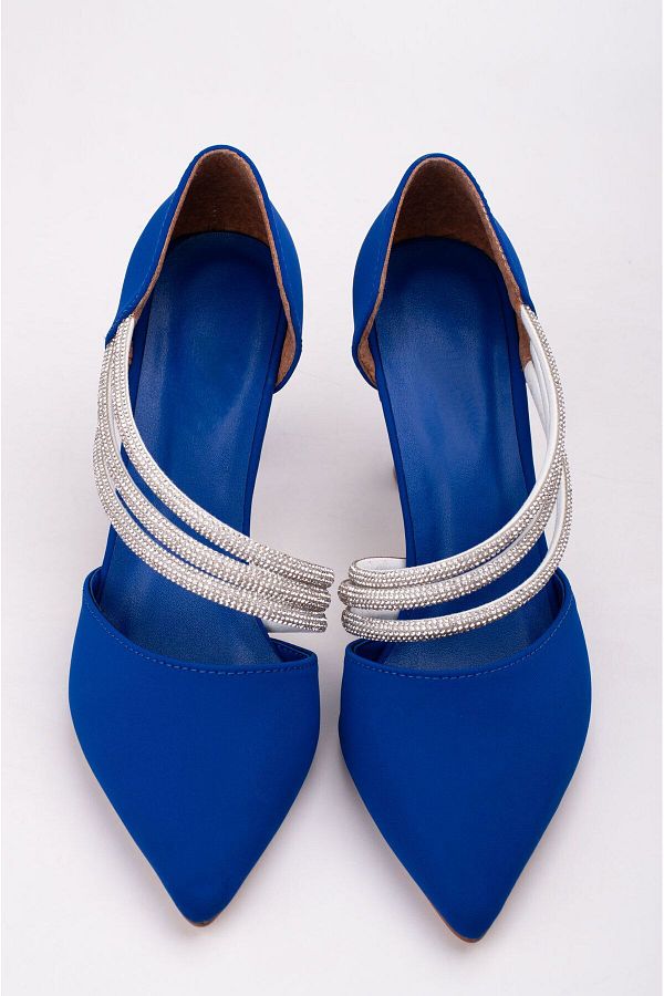 LuisPerry Blue Saks Color Women s Wedding Shoes Stoned Evening Dress Shoes Engagement Shoes 9 cm Heeled Shoes Trendyol