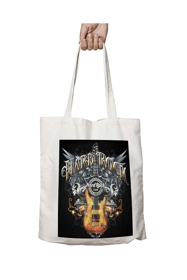 ART HED YE Hard Rock Cafe Guitar Double Sided Printed Washable School and Beach Shoulder Tote Bag Trendyol