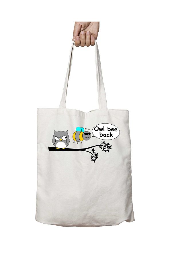 ART HEDİYE-Owl Bee Back - Geantă lavabilă cu imprimeu permanent pe două fețe 1