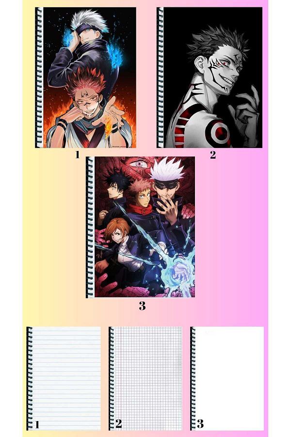 animeandyourworld-jujutsu kaisen 3 notebook A4 large size 72 pages lined_checkered_unlined notebook set 1