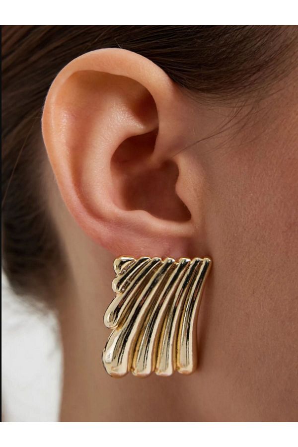 Chanceux Accessories-Hailey Plate - Gold Colored Earrings 1