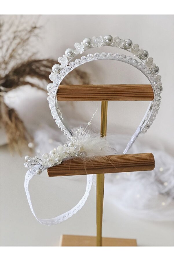 MOMMY ACCESSORIES Incili Ve Kristal Anne-bebek Lohusa Tacı