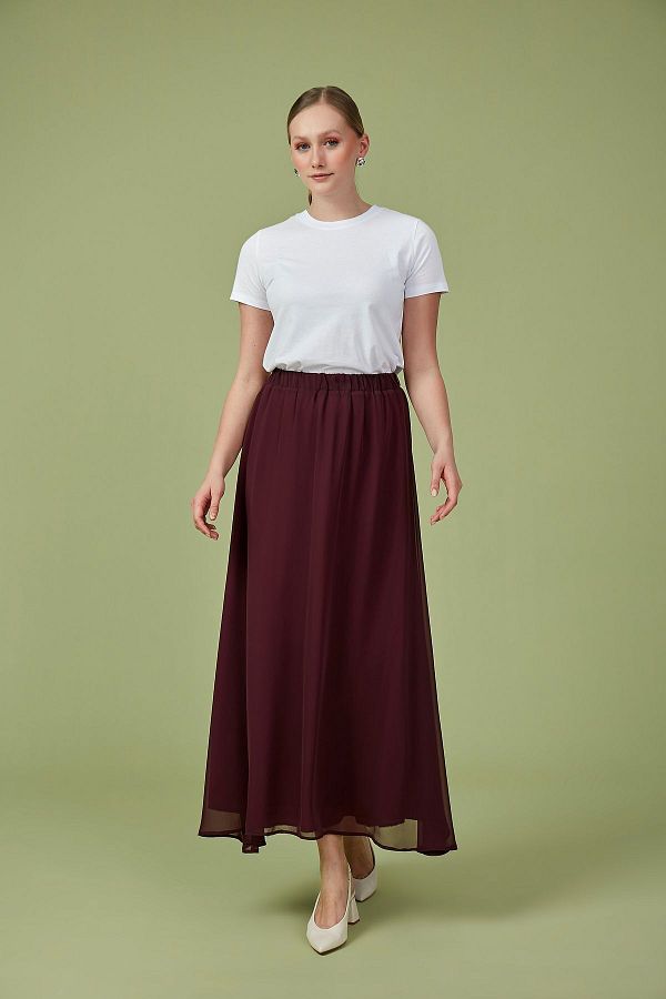 Burgundy chiffon skirt outlet