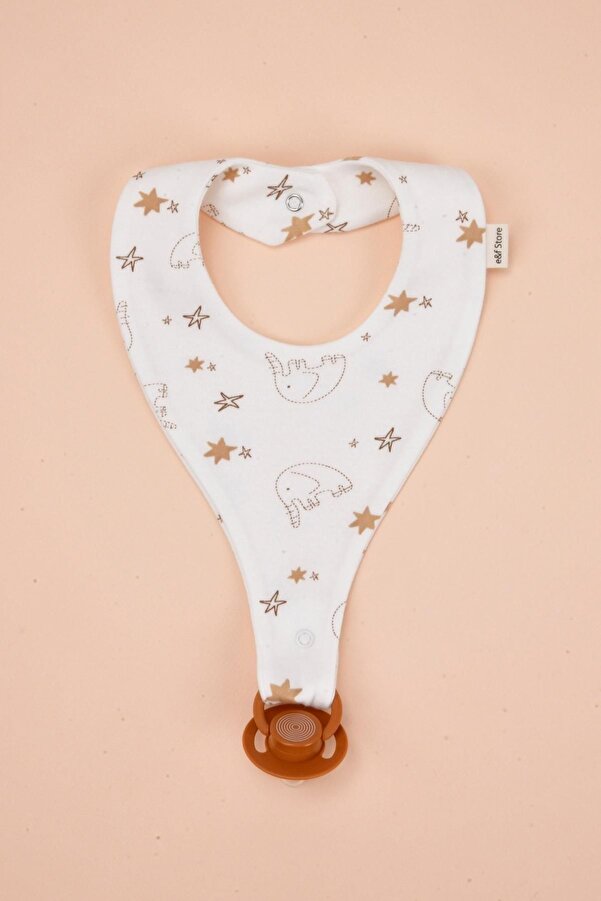 e&f Store Emzik Tutucu Mama Önlüğü - Fil Desenli %100 Pamuk Kumaş