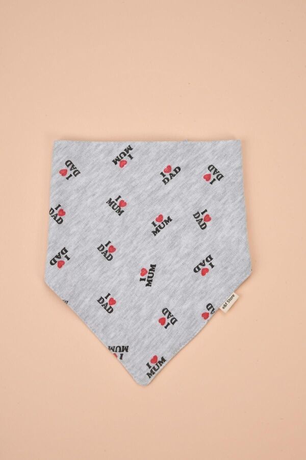 e&f Store Üçgen Pamuklu Mama Önlüğü - Iki Çıtçıtlı Bebek Salya Önlük / Fular - Gri